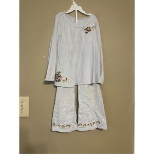 Gymboree Equestrian Club Girls Floral Cotton Matching Set Pants Top Size 6